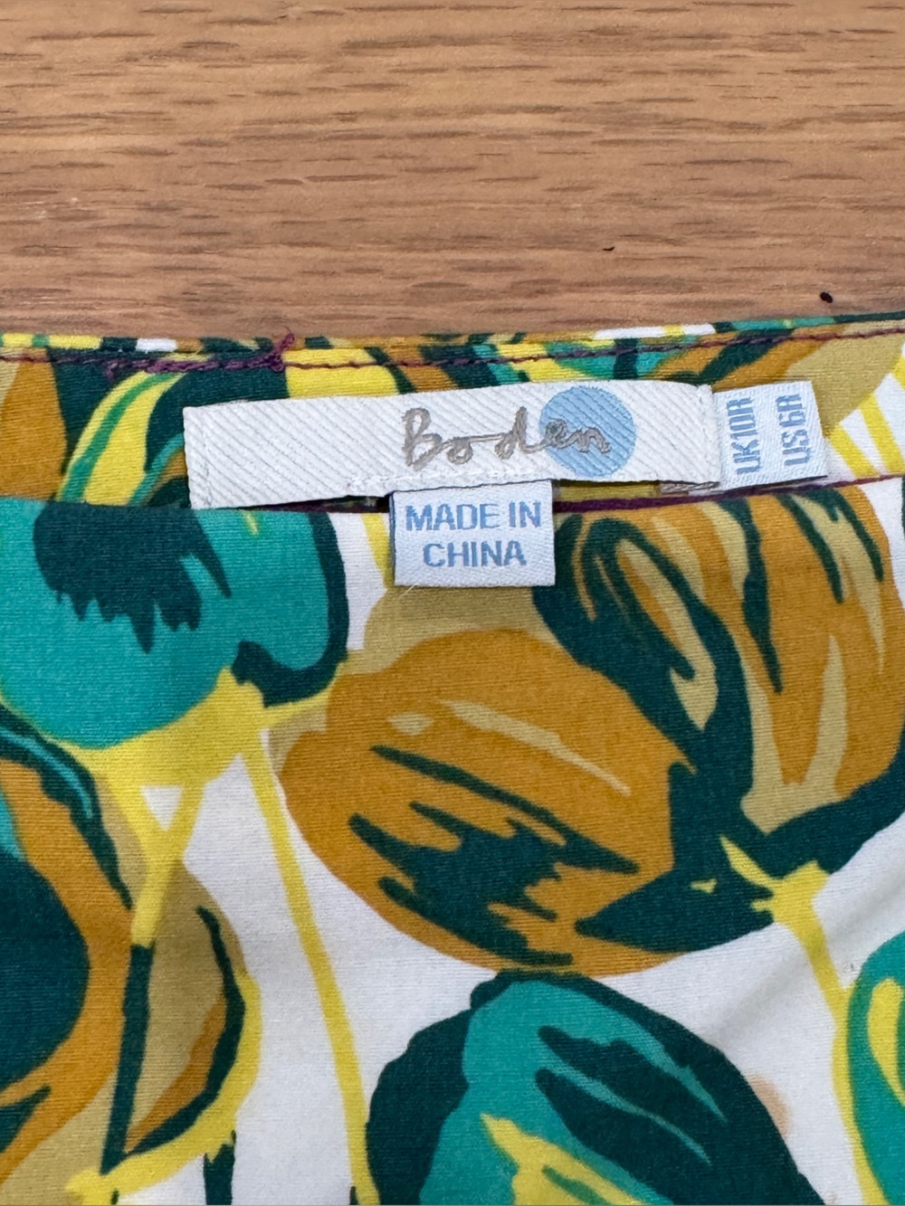 Boden Floral Green and Yellow A-Line Cotton Skirt Size 6 - Picture 2 of 6